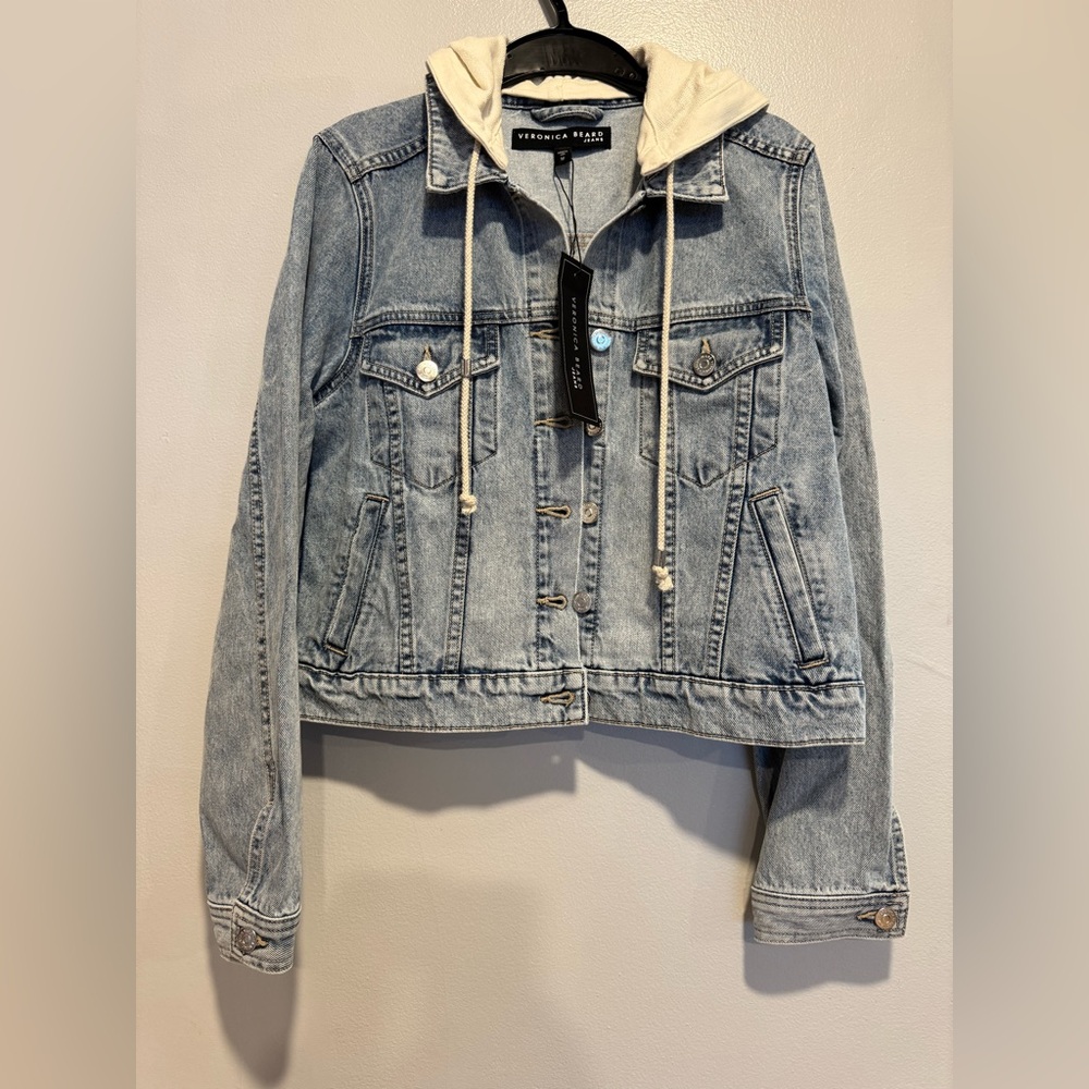 Denim Jacket with Detachable Hood by Veronica Beard
